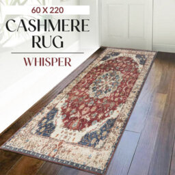 Ameha Whisper Cashmere Non Slip Rug Luxury Soft Hallway Kitchen Area Runner 60 X 220 Cm- Red Floral Rugs