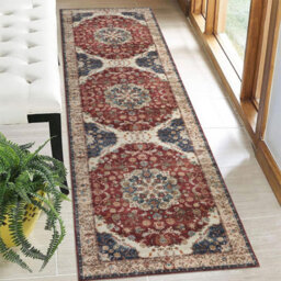 Ameha Whisper Cashmere Non Slip Rug Luxury Soft Hallway Kitchen Area Runner 60 X 220 Cm- Red Floral Rugs - thumbnail 7