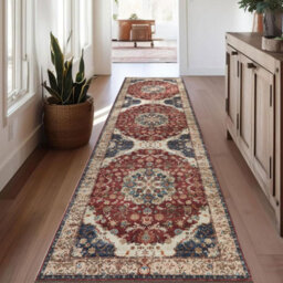 Ameha Whisper Cashmere Non Slip Rug Luxury Soft Hallway Kitchen Area Runner 60 X 220 Cm- Red Floral Rugs - thumbnail 2