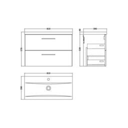 Balterley Wall Hung 2 Drawer Vanity Unit With Mid-Edge Ceramic Basin, 800mm - Satin Green - thumbnail 5