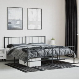 Vidaxl Metal Bed Frame Without Mattress With Footboard Black 180X200Cm - thumbnail 4