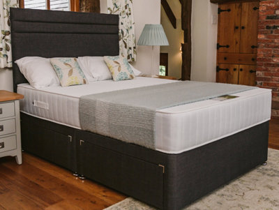 Divan Base Direct Windsor Extra Firm High Density Foam Supreme Divan Bed Set 2Ft6 Small Single 2 Drawers Side - Naples Slate - image 1