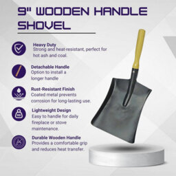 Trendi 4 Piece Fireside Companion Set For Log Burner Includes Waterloo Bucket Wooden Handle Shovel Metal Tongs - thumbnail 6