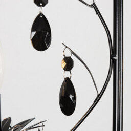 Valuelights Odelia Black Shabby Chic 3 Way Ceiling Light Chandelier With Black Acrylic Jewel With Led Bulb - thumbnail 7