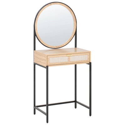 Beliani Dressing Table With Mirror Cassiar Light Brown - image 1