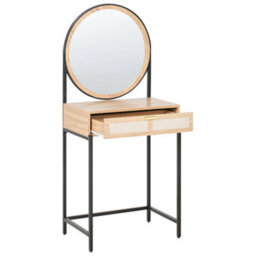 Beliani Dressing Table With Mirror Cassiar Light Brown - thumbnail 4