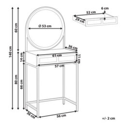 Beliani Dressing Table With Mirror Cassiar Light Brown - thumbnail 3