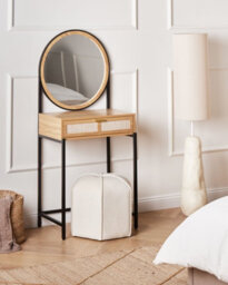 Beliani Dressing Table With Mirror Cassiar Light Brown - thumbnail 2
