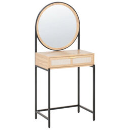 Beliani Dressing Table With Mirror Cassiar Light Brown - thumbnail 1