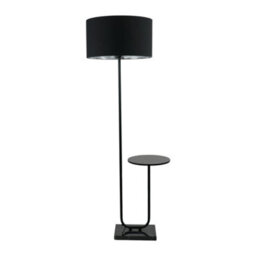 Valuelights Tavel Black Floor Lamp With Table And Black With Chrome Inner Lamp Shade And Led Bulb - thumbnail 2