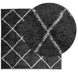 Walplus Shaggy Rug Pamplona High Pile Modern Black And Cream 120X120 Cm - thumbnail 3