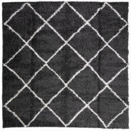 Walplus Shaggy Rug Pamplona High Pile Modern Black And Cream 120X120 Cm - thumbnail 2