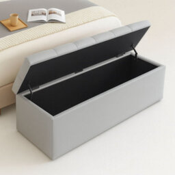 180Cm Chesterfield Ottoman Storage Box, Silver Plush Velvet Upholstered Blanket Box, End Of Bed Bench, Deep Storage Chest - thumbnail 2