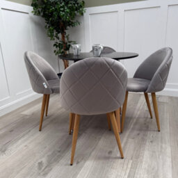 Life Interiors Lucia Dining Set With Round Table And Set Of 4 Lucia Velvet Dining Chairs - thumbnail 3
