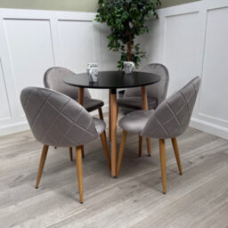 Life Interiors Lucia Dining Set With Round Table And Set Of 4 Lucia Velvet Dining Chairs - thumbnail 2