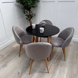 Life Interiors Lucia Dining Set With Round Table And Set Of 4 Lucia Velvet Dining Chairs - thumbnail 1