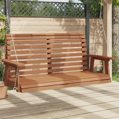 Walplus Garden Swing Bench With Metal Chains Brown Solid Wood Fir - image 1