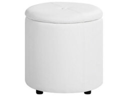 Beliani Glamour Pouffe White Faux Leather Storage Stool 40 X 38 Cm With Hidden Compartment - thumbnail 1