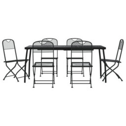 Berkfield 7 Piece Garden Dining Set Anthracite Metal Mesh - thumbnail 2
