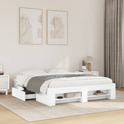 Berkfield Bed Frame Without Mattress White 150X200 Cm King Size Engineered Wood - image 1