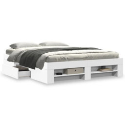 Berkfield Bed Frame Without Mattress White 150X200 Cm King Size Engineered Wood - thumbnail 4