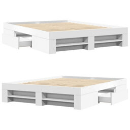 Berkfield Bed Frame Without Mattress White 150X200 Cm King Size Engineered Wood - thumbnail 8