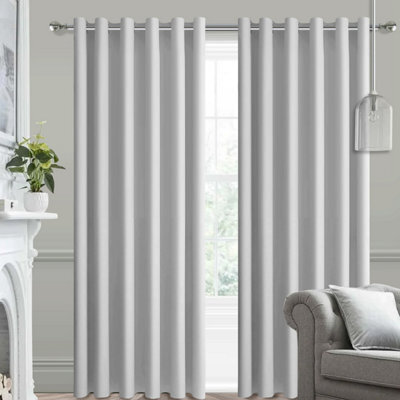 Bedlooms Blackout Curtains Thermal Insulated Eyelet Ready Made Ring Top Light Grey Curtain (Pair) 66 X 72 Inches With Tie Backs - image 1