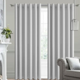 Bedlooms Blackout Curtains Thermal Insulated Eyelet Ready Made Ring Top Light Grey Curtain (Pair) 66 X 72 Inches With Tie Backs - thumbnail 1