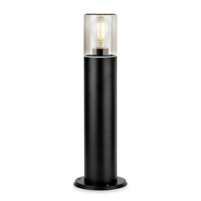 Luminosa Lighting Luminosa Manor Bollard Post Black With Smoked Glass 1Xe27 Ip44