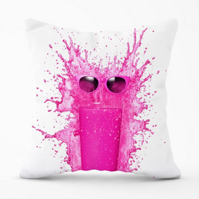 Warren Reed Designer Pink Splashart Glass Cushions 45Cm X 45Cm - image 1