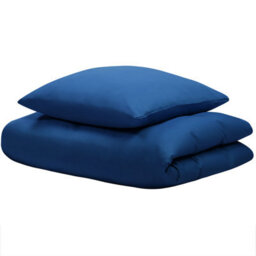 Beliani Duvet Cover Set Harmonridge Sateen Cotton 135 X 200 Cm Dark Blue - thumbnail 5