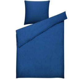 Beliani Duvet Cover Set Harmonridge Sateen Cotton 135 X 200 Cm Dark Blue - thumbnail 4