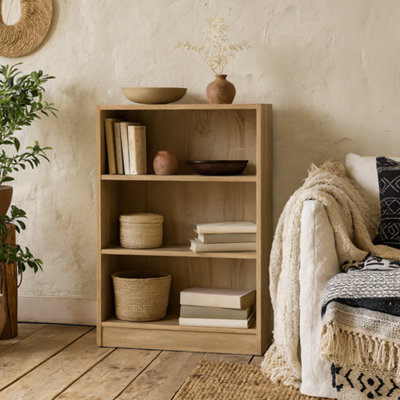 Wyld Haus Amberfern Low Wide Natural Oak-Effect Bookcase 2 Shelves - image 1