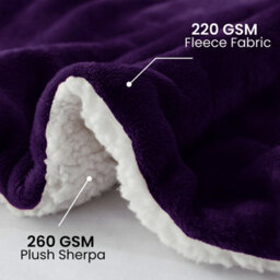 Ameha Sherpa Fleece Blanket For Bed, Sofa & Travel Soft Fluffy Thick & Reversible Throw Purple Super King 230X270Cm - thumbnail 4