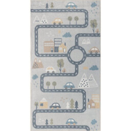 Livabliss Lillian-Kids Beige Grey Orange Blue Washable Rug For Children's Rooms 80 X 150 Cm Easy Care, Non Shedding - thumbnail 1