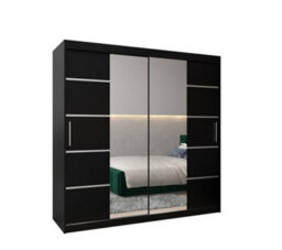 Arte Verona 04 Contemporary 2 Mirrored Sliding Door Wardrobe 9 Shelves 2 Rails Black Matt (H)2000mm (W)2000mm (D)620mm - thumbnail 1