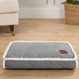 OHS Sherpa Bind Pet Bed Dog Puppy Comfy Mat Cushion Washable Fleece, Grey - Large - thumbnail 2