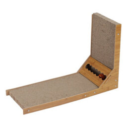 Living And Home Corrugated L Shaped Cat Scratcher Kitten Cardboard Scratching With Toys - thumbnail 2