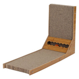 Living And Home Corrugated L Shaped Cat Scratcher Kitten Cardboard Scratching With Toys
