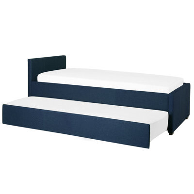 Beliani Trundle Bed Fabric Marmande 80 X 200 Cm (Eu Small Single) Navy Blue - image 1