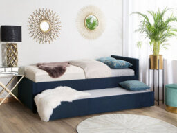 Beliani Trundle Bed Fabric Marmande 80 X 200 Cm (Eu Small Single) Navy Blue - thumbnail 2