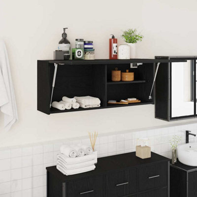 Walplus Bathroom Wall Cabinet Black 100X25X40 Cm Engineered Wood - image 1