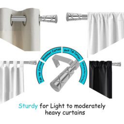 Moonlight Bedding Extendable Metal Curtain Pole With Cylinder Finials-Adjustable Plain Curtain Rod (Chrome, 63 - 118 Inches) - thumbnail 5