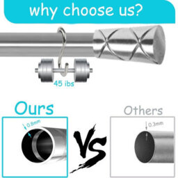 Moonlight Bedding Extendable Metal Curtain Pole With Cylinder Finials-Adjustable Plain Curtain Rod (Chrome, 63 - 118 Inches) - thumbnail 4