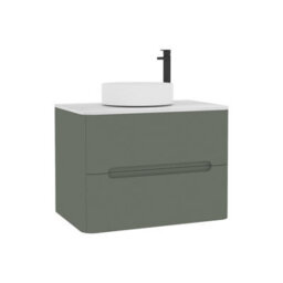 Royal Bathrooms Venice 700mm Sage Green Wall Mounted Vanity Unit 2 Drawer With Carrara White Undrilled Worktop & Without Basin - thumbnail 7