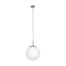 Eglo Rondo Satin Nickel And White Glass And Metal Pendant Light, (D) 20Cm - thumbnail 3