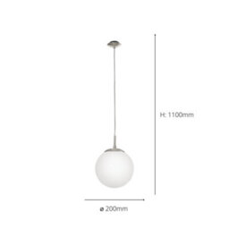 Eglo Rondo Satin Nickel And White Glass And Metal Pendant Light, (D) 20Cm - thumbnail 5