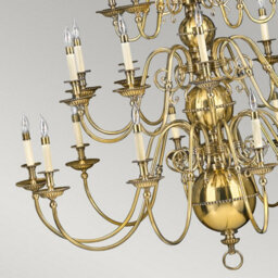 Luminosa Lighting Elstead Cambridge 25 Light Candle Chandelier, Burnished Brass - thumbnail 4