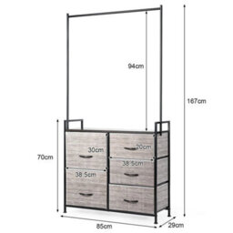Metal Clothes Hanging Rail Coat Shoes Display Wardrobe Closet W/4 Fabric Drawers - thumbnail 2
