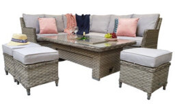 Signature Weave Edwina Wicker Corner Sofa Gas Lift Dining Table Ice Bucket Grey - thumbnail 2